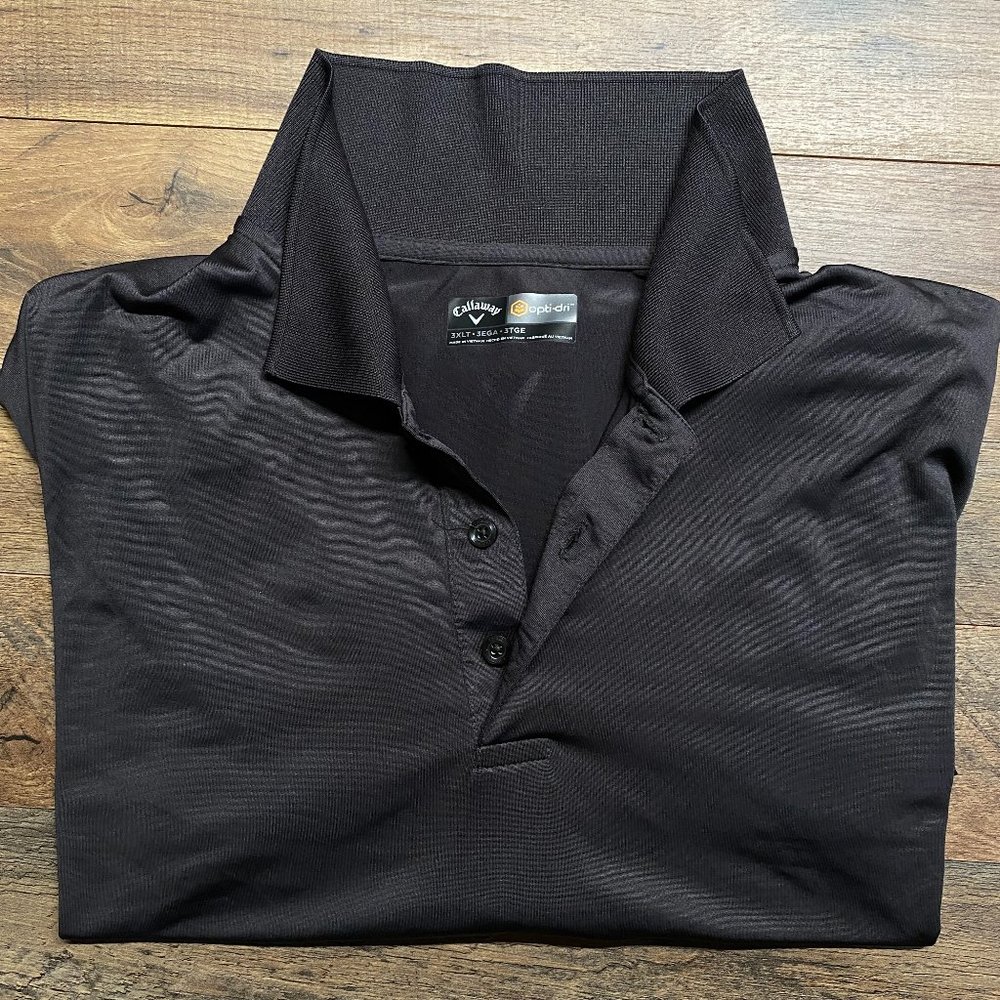 Callaway Mens Black Polyester Spandex Golf Sports Polo Shirt 3XL